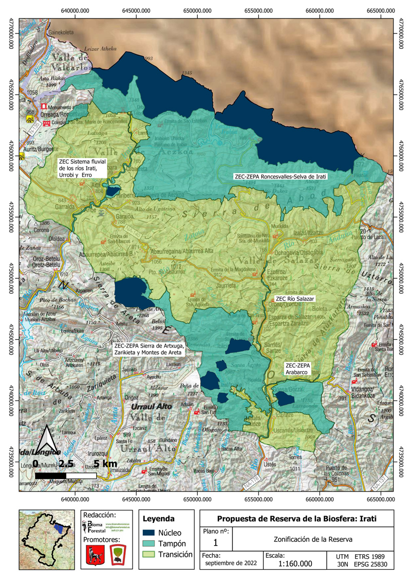 Mapa. Irati Biosfera Erreserbaren proiektua